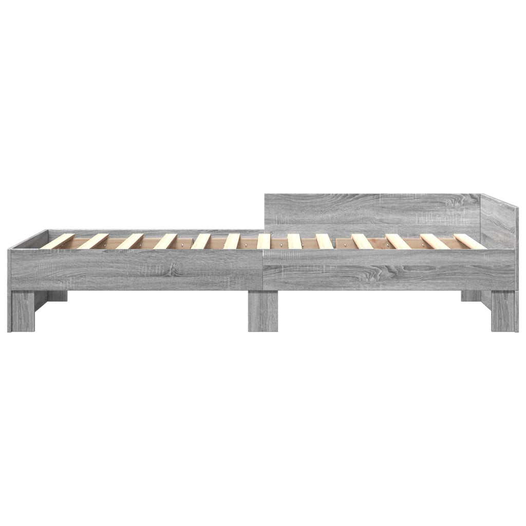 vidaXL Rama łóżka z wezgłowiem Szary Sonoma 80 x 200 cm