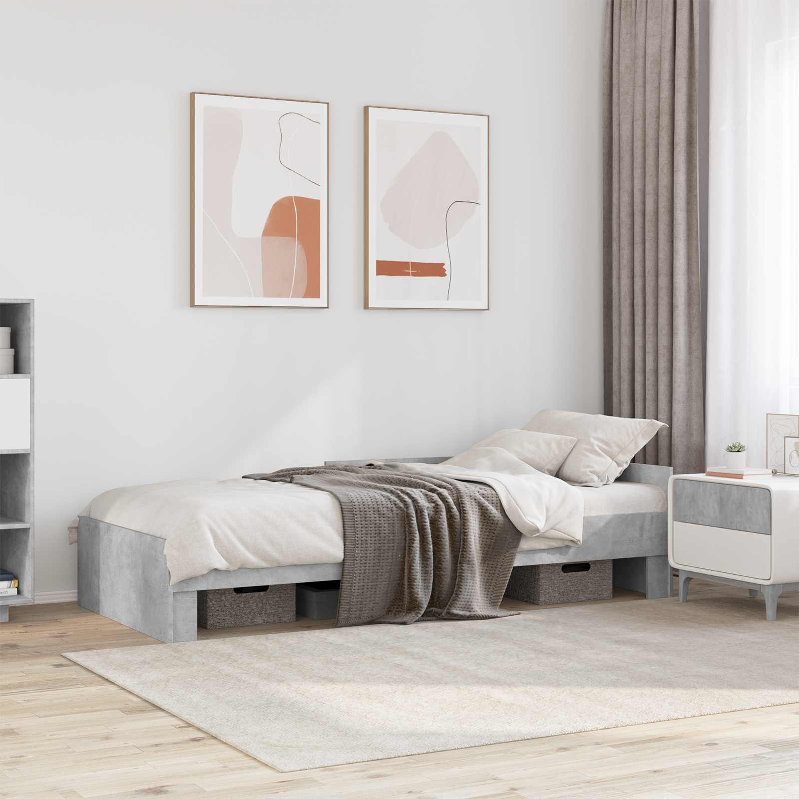 vidaXL Rama łóżka z wezgłowiem Betonowy szary 80 x 200 cm