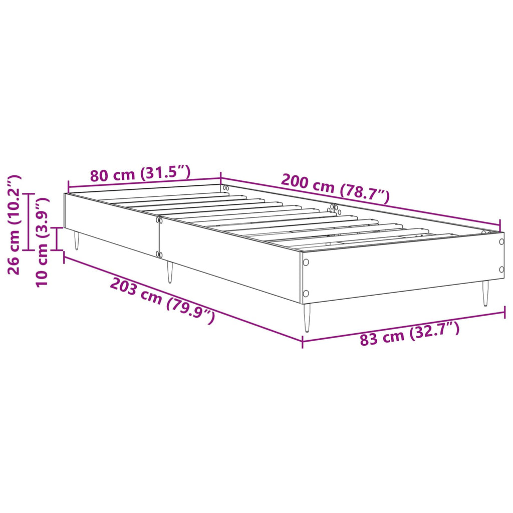 vidaXL Ramka łóżka dąb Sonoma 80 x 200 cm Drewno inżynieryjne