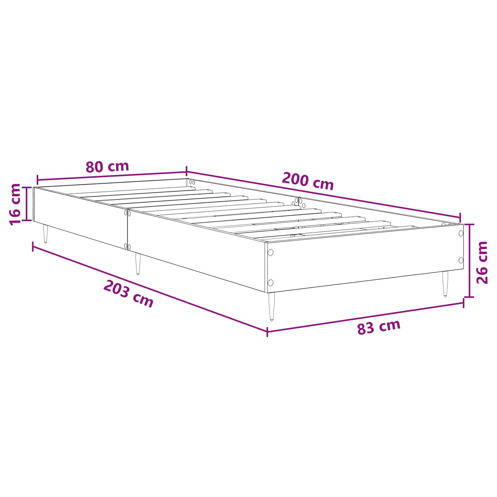 vidaXL Ramka łóżka dąb Sonoma 80 x 200 cm Drewno inżynieryjne