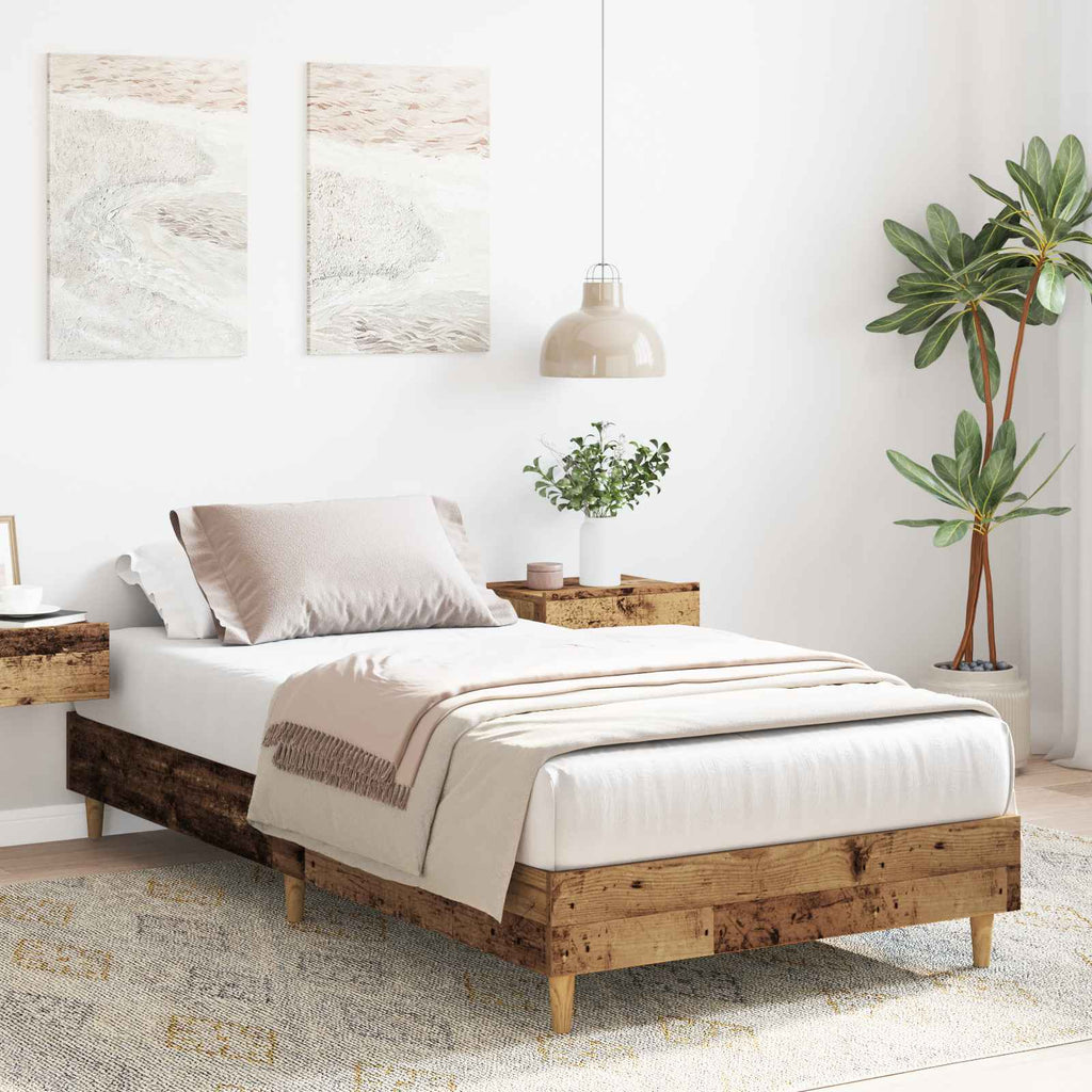 vidaXL Ramka łóżka Stare drewno 80 x 200 cm Drewno inżynieryjne