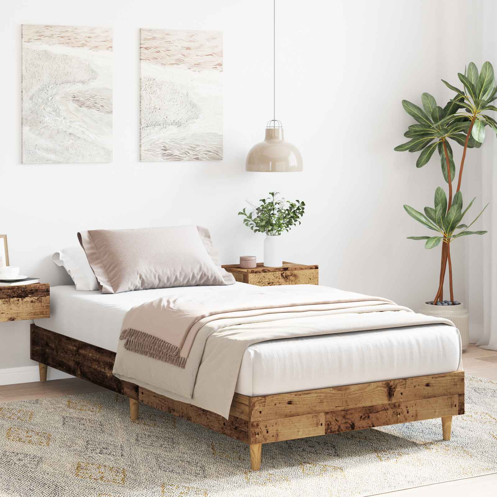 vidaXL Ramka łóżka Stare drewno 80 x 200 cm Drewno inżynieryjne