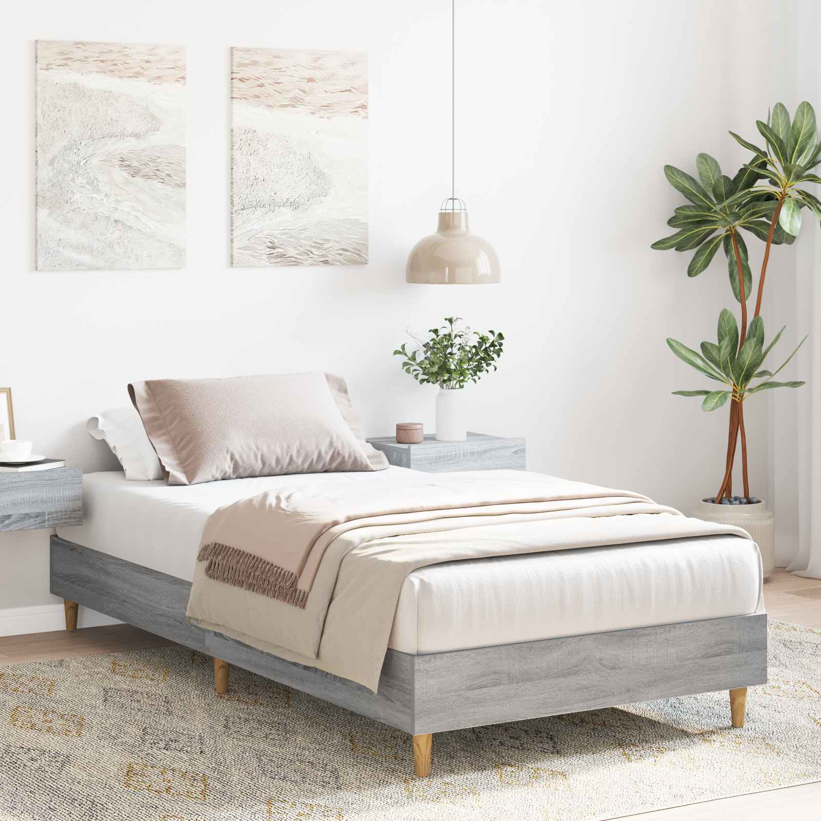 vidaXL Ramka łóżka Szary Sonoma 80 x 200 cm Drewno inżynieryjne