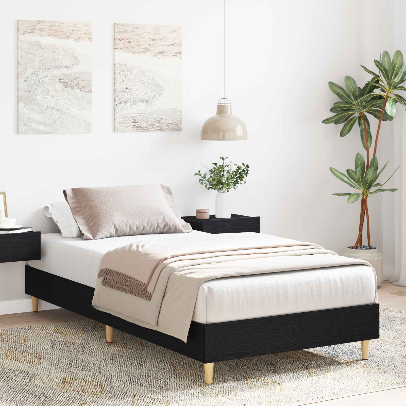 vidaXL Ramka łóżka Czarny dąb 80 x 200 cm Drewno inżynieryjne