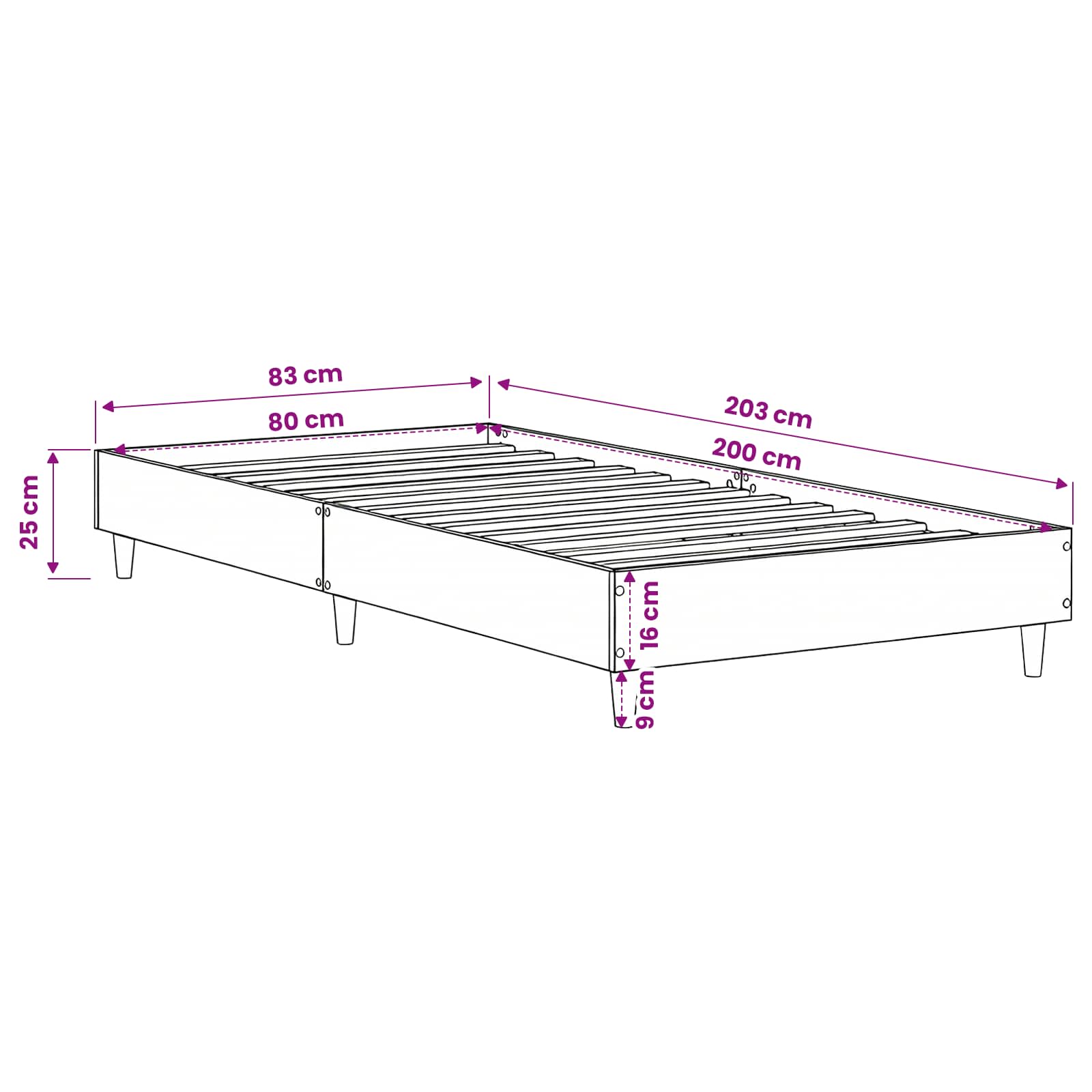vidaXL Ramka łóżka Dąb artisian 80 x 200 cm Drewno inżynieryjne