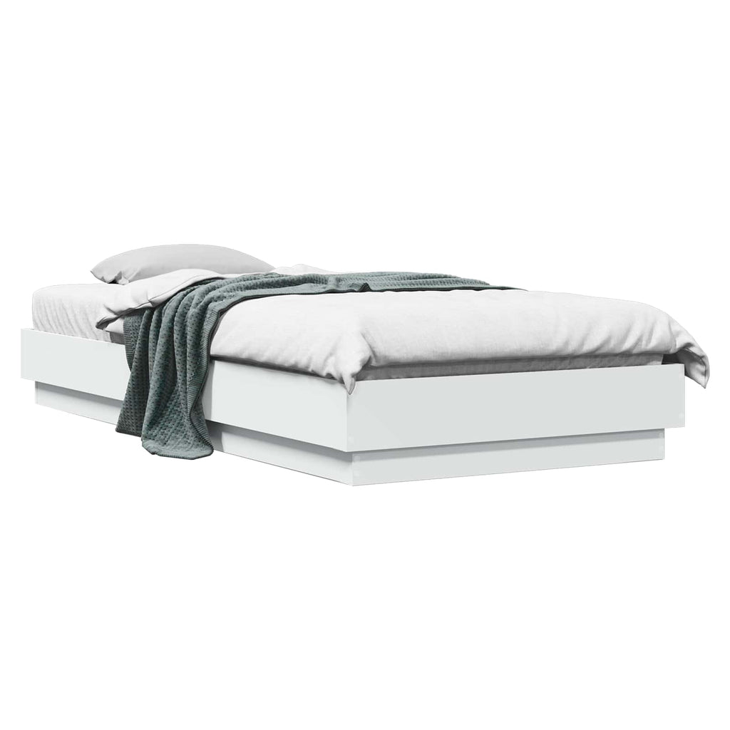 vidaXL Rama łóżka podłogowego Biały 80 x 200 cm Drewno inżynieryjne