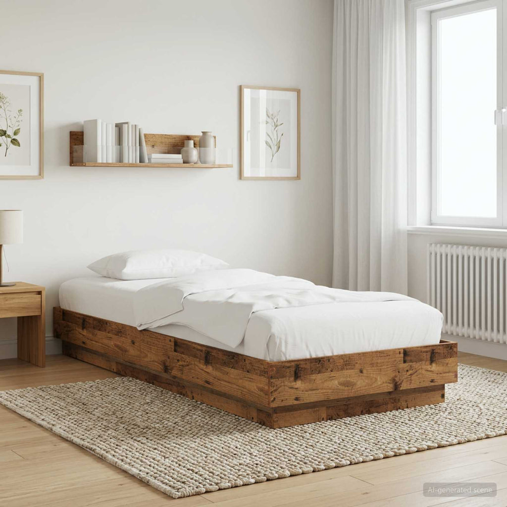 vidaXL Rama łóżka podłogowego Stare drewno 80 x 200 cm