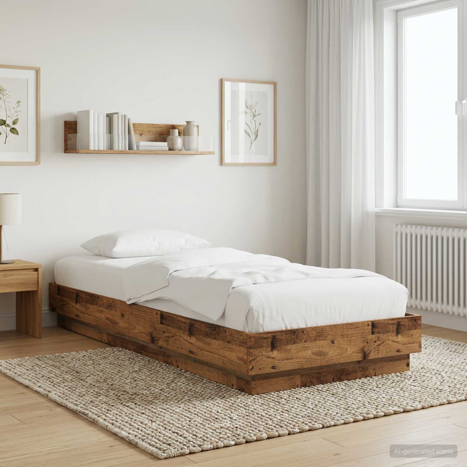vidaXL Rama łóżka podłogowego Stare drewno 80 x 200 cm