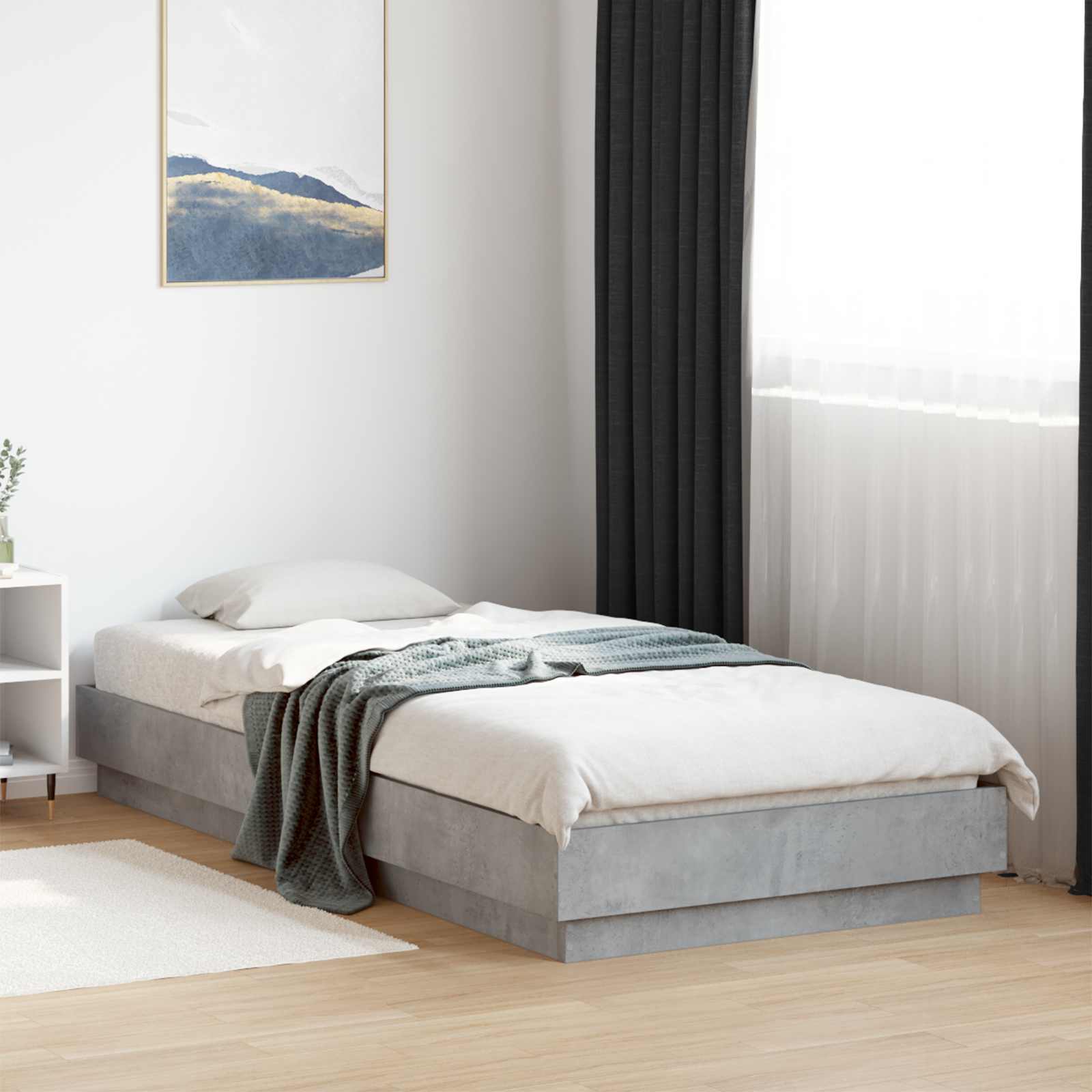 vidaXL Rama łóżka podłogowego Betonowy szary 80 x 200 cm