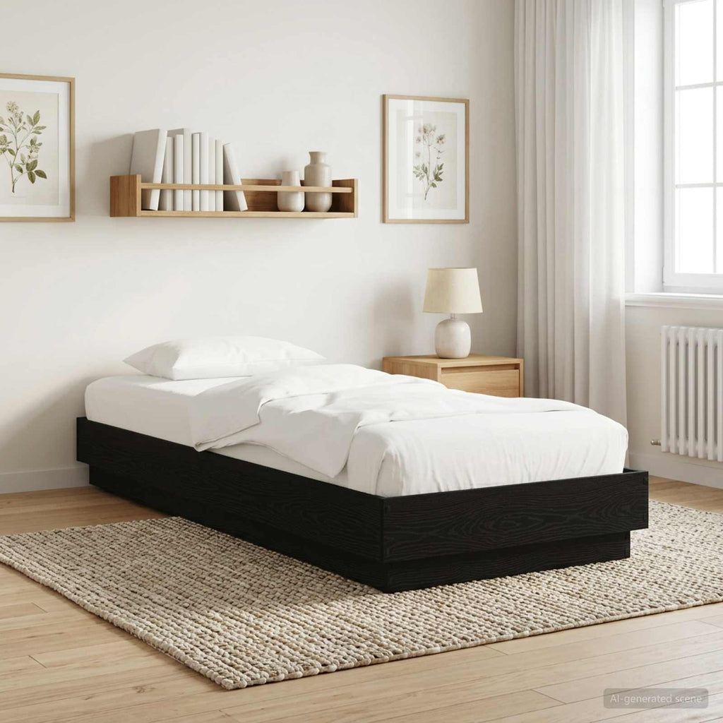 vidaXL Rama łóżka podłogowego Czarny dąb 80 x 200 cm