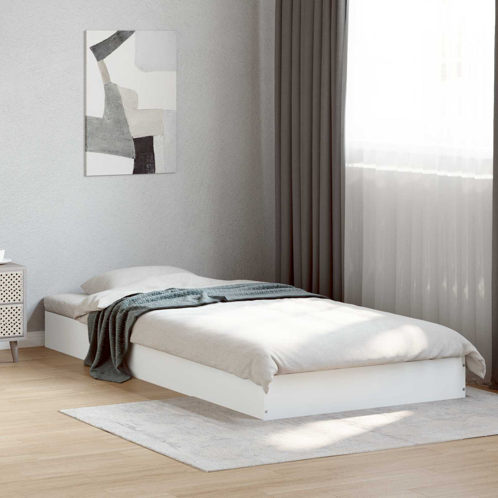 vidaXL Rama łóżka podłogowego Biały 80 x 200 cm Drewno inżynieryjne