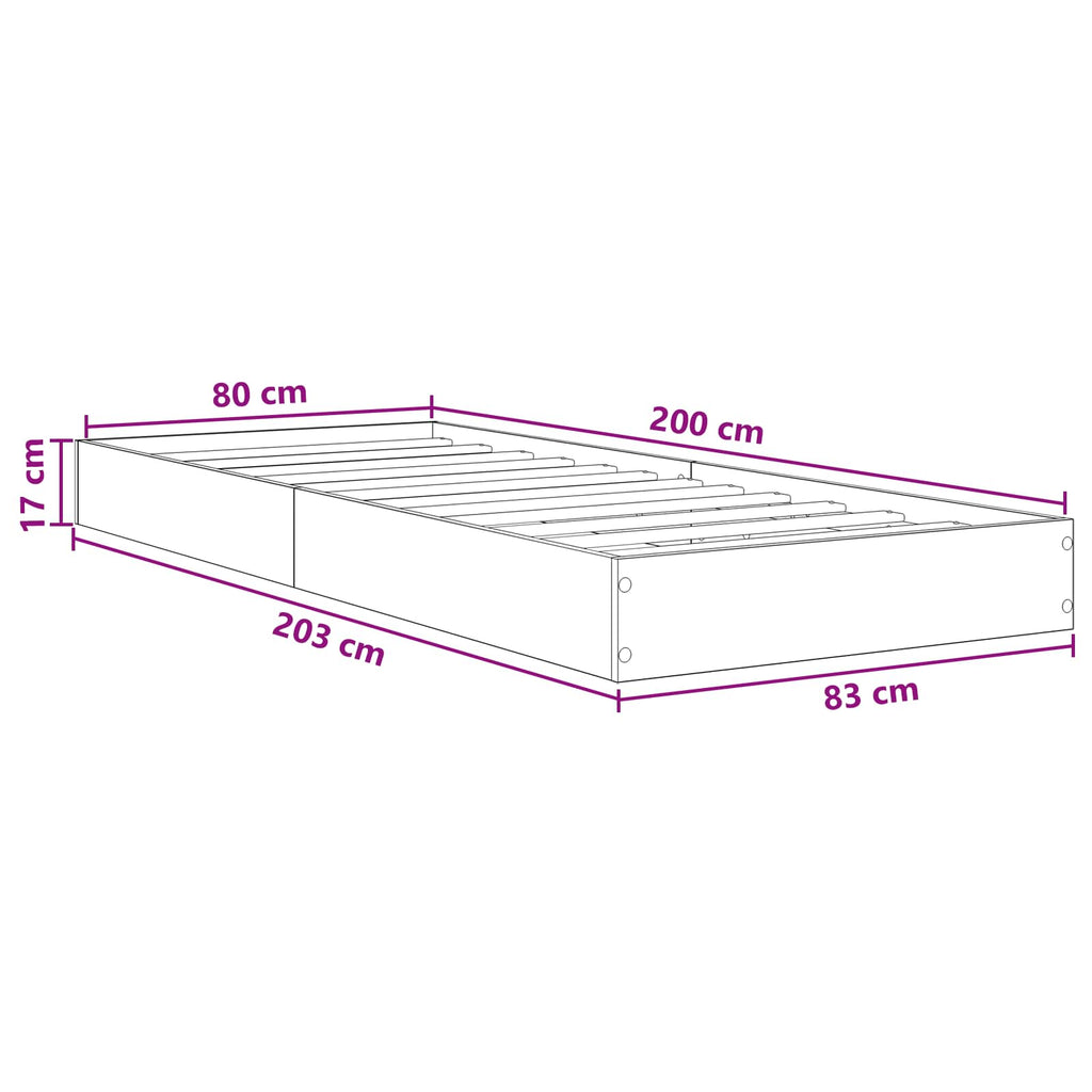 vidaXL Rama łóżka podłogowego Biały 80 x 200 cm Drewno inżynieryjne