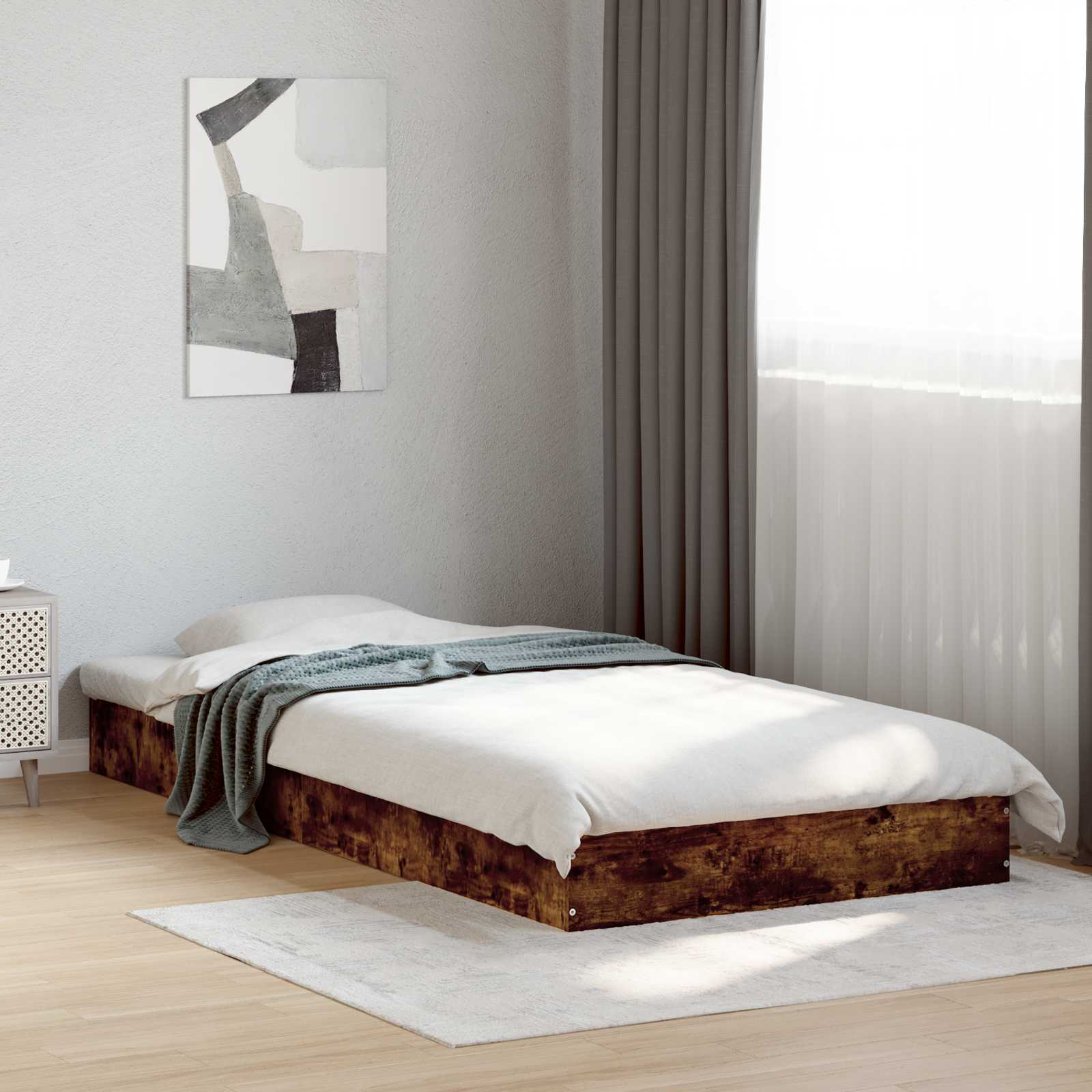 vidaXL Rama łóżka podłogowego Dąb wędzony 80 x 200 cm