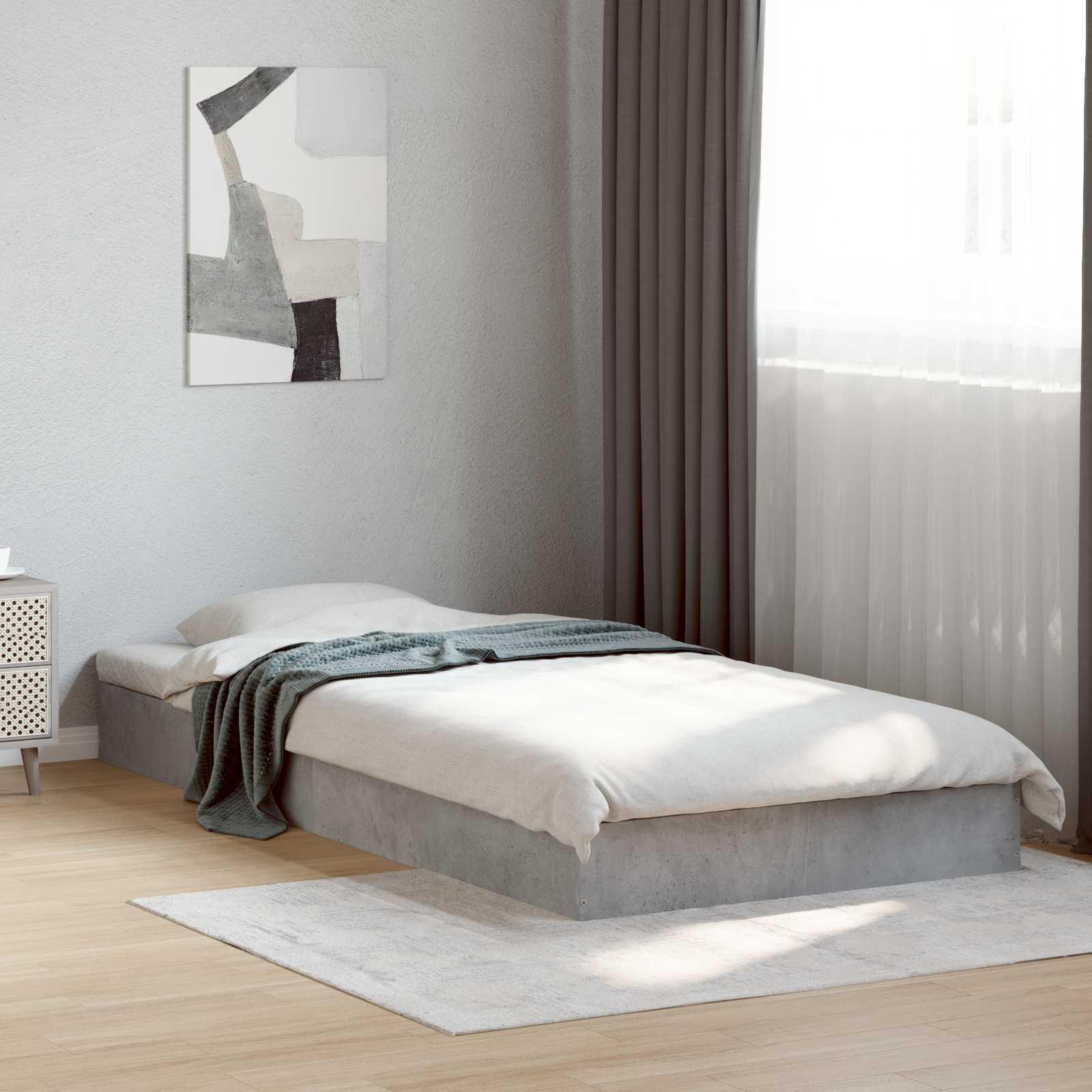 vidaXL Rama łóżka podłogowego Betonowy szary 80 x 200 cm