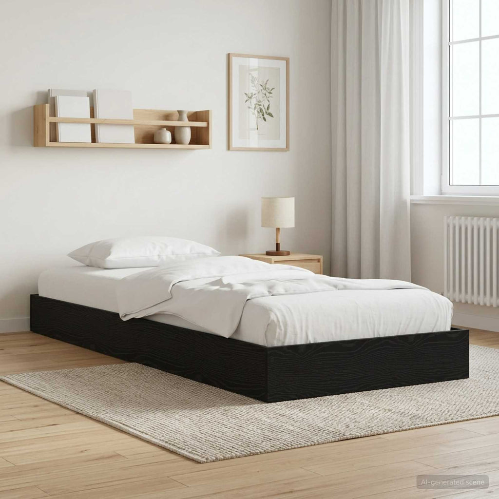 vidaXL Rama łóżka podłogowego Czarny dąb 80 x 200 cm