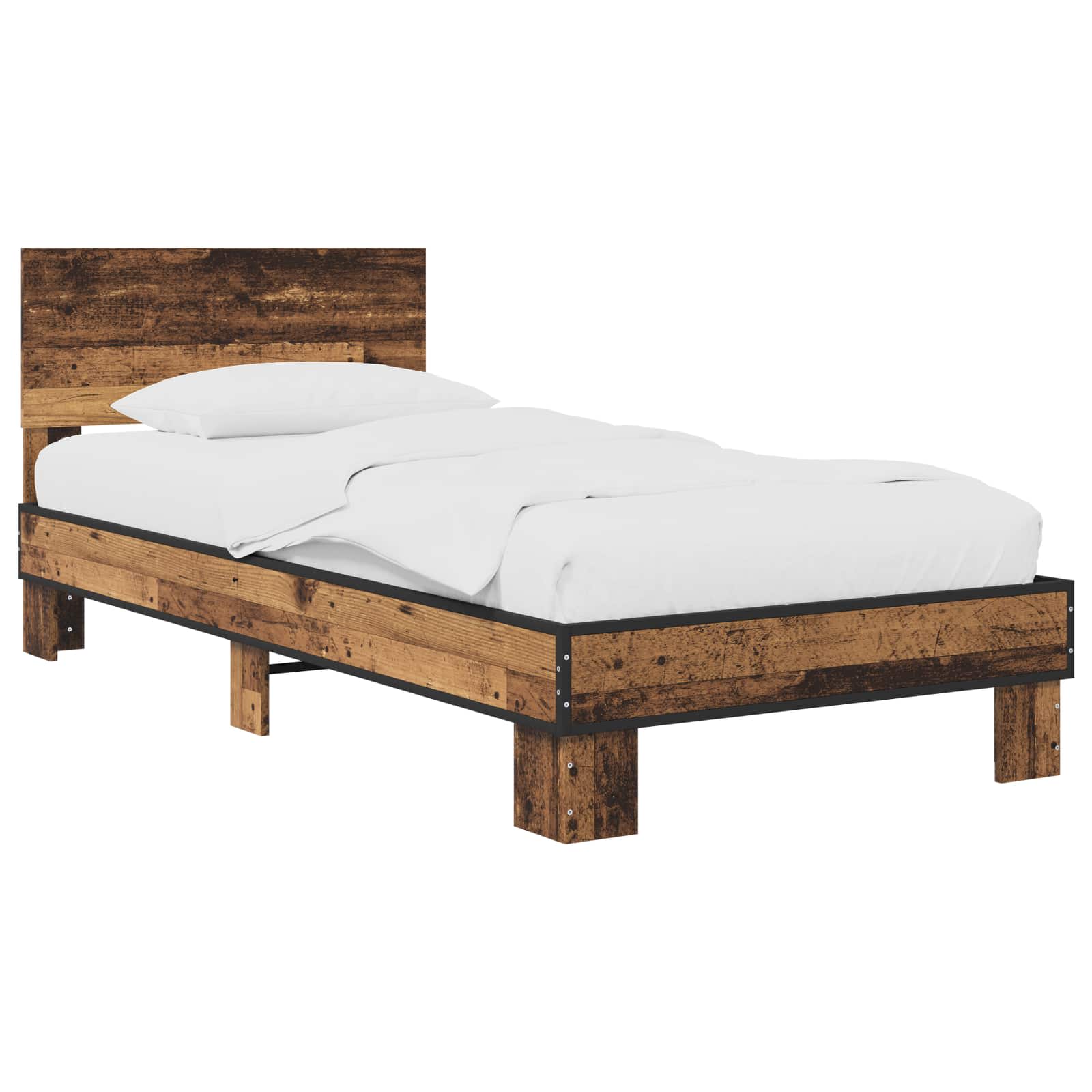 vidaXL Rama łóżka z wezgłowiem Stare drewno 80 x 200 cm