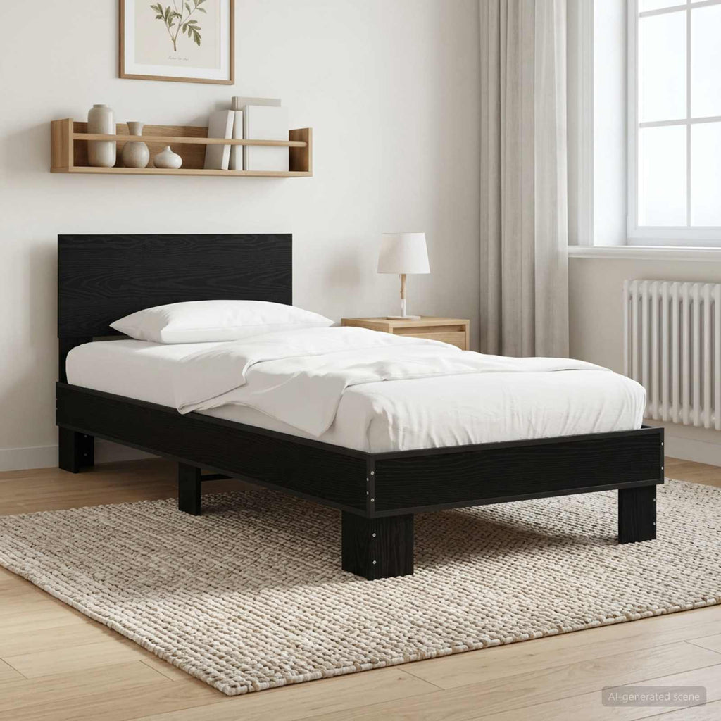 vidaXL Rama łóżka z wezgłowiem Czarny dąb 80 x 200 cm