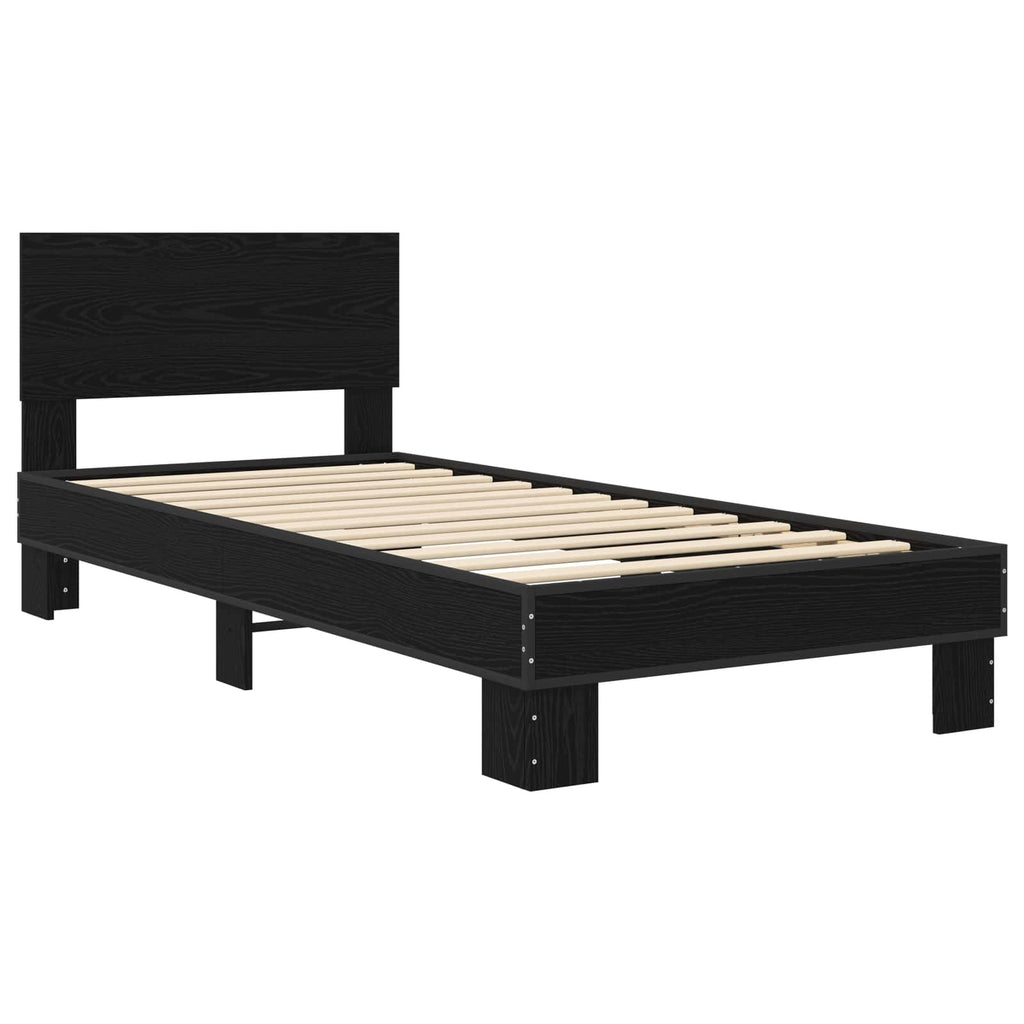 vidaXL Rama łóżka z wezgłowiem Czarny dąb 80 x 200 cm