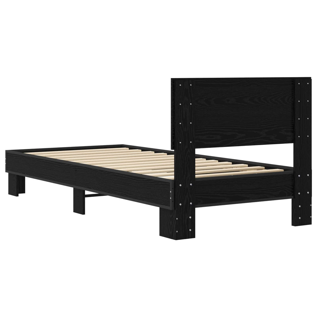 vidaXL Rama łóżka z wezgłowiem Czarny dąb 80 x 200 cm