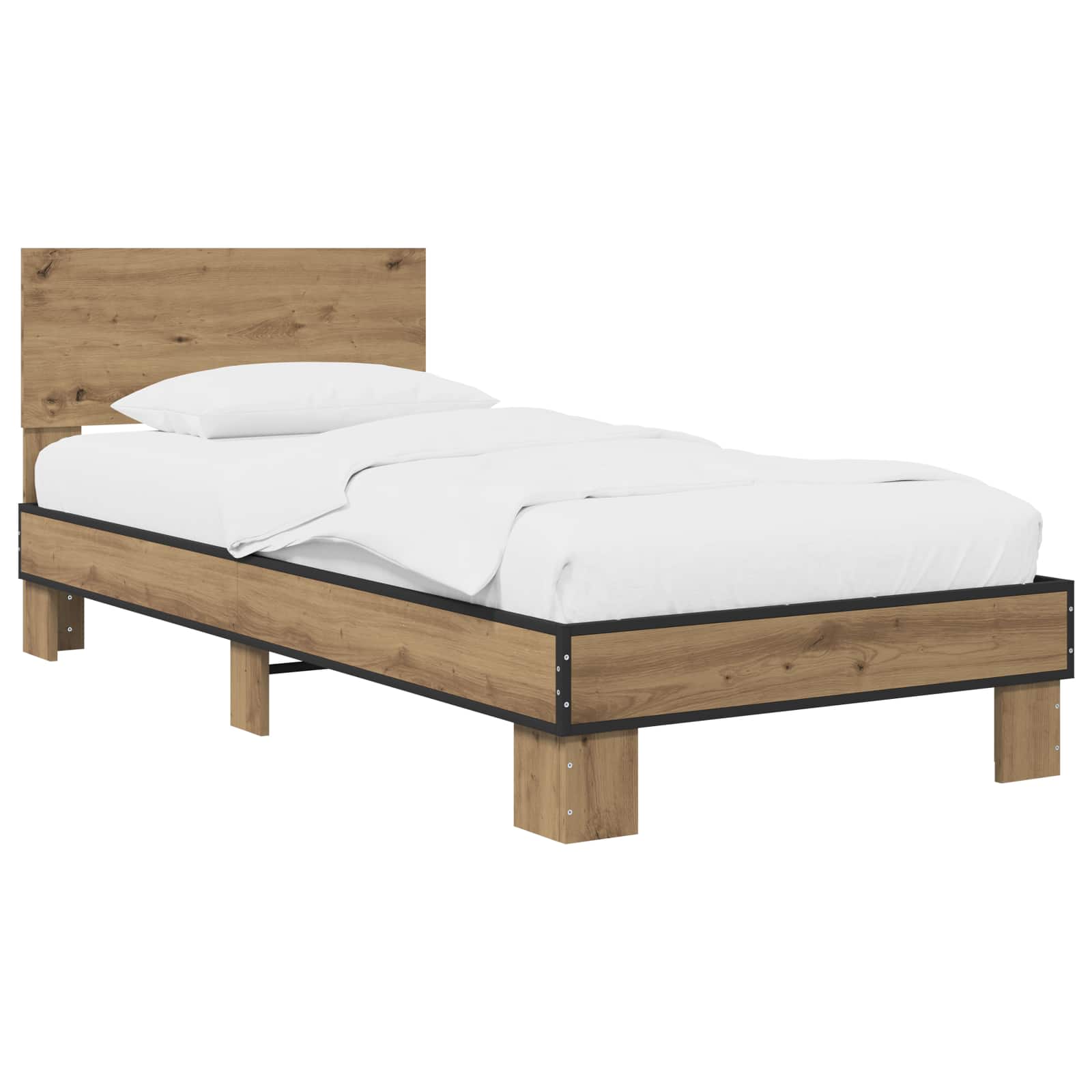 vidaXL Rama łóżka z wezgłowiem Dąb artisan 80 x 200 cm