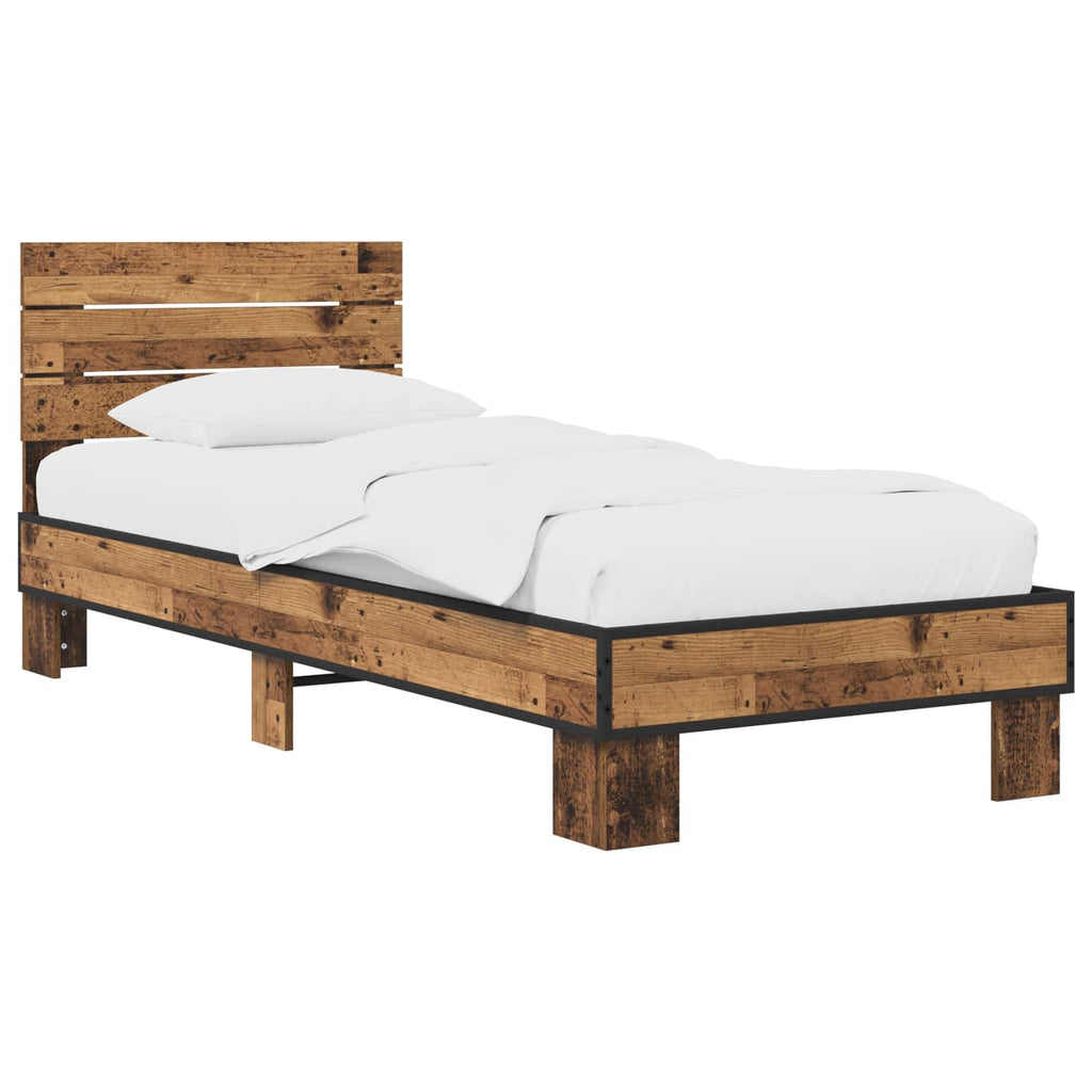 vidaXL Rama łóżka z wezgłowiem Stare drewno 80 x 200 cm