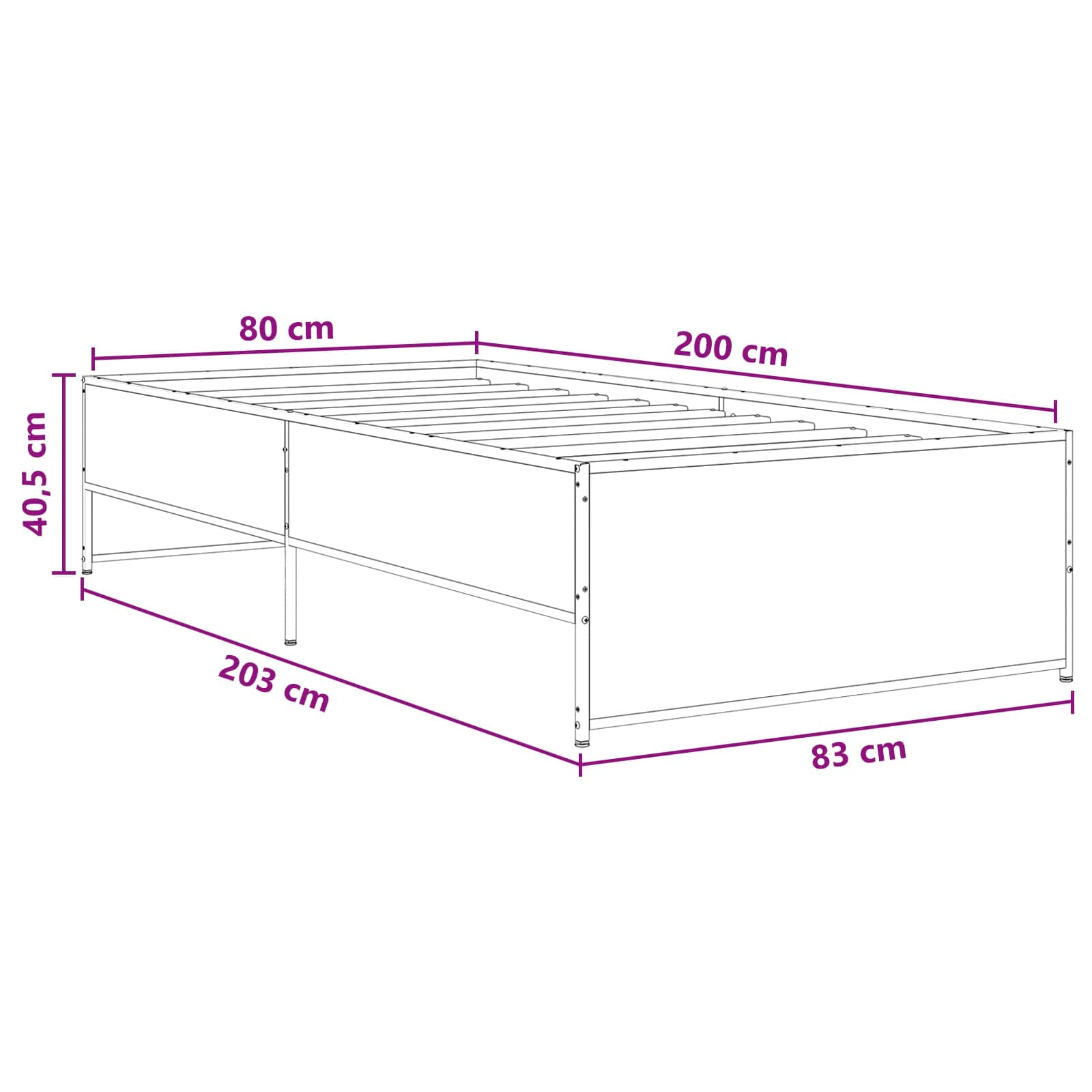 vidaXL Ramka łóżka Dąb wędzony 80 x 200 cm Drewno inżynieryjne