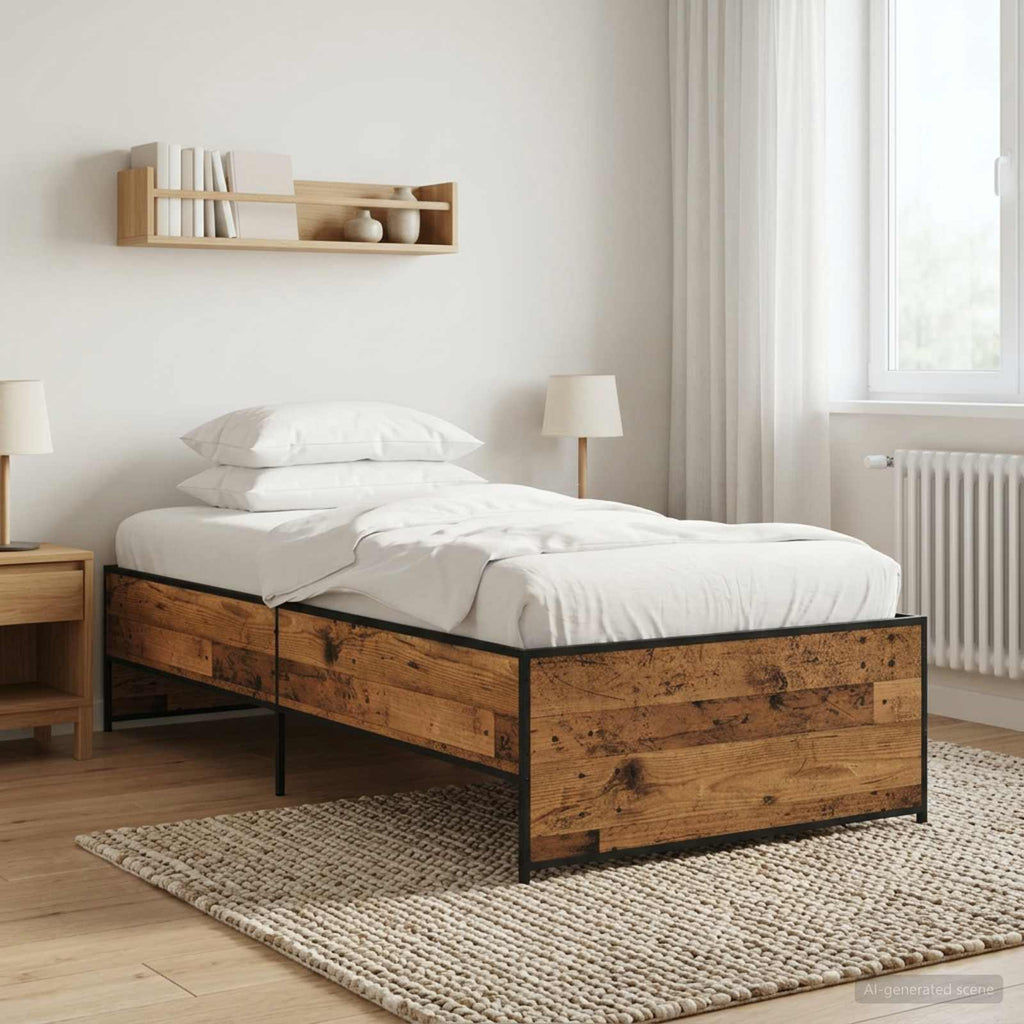 vidaXL Ramka łóżka Stare drewno 80 x 200 cm Drewno inżynieryjne