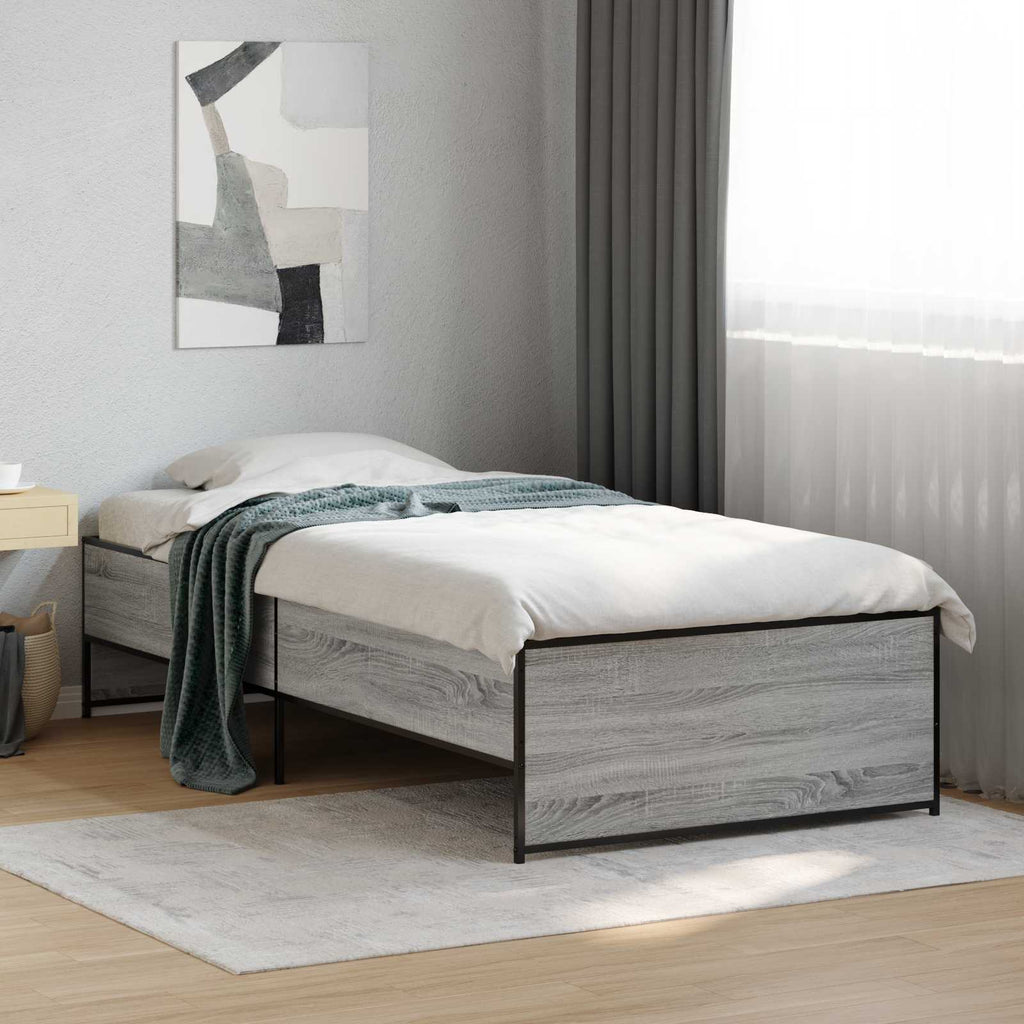 vidaXL Ramka łóżka Szary Sonoma 80 x 200 cm Drewno inżynieryjne