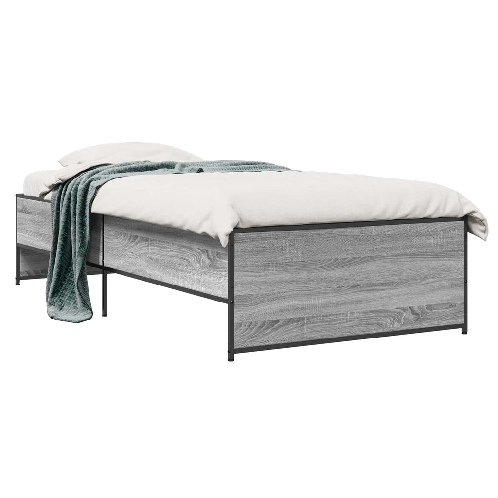 vidaXL Ramka łóżka Szary Sonoma 80 x 200 cm Drewno inżynieryjne