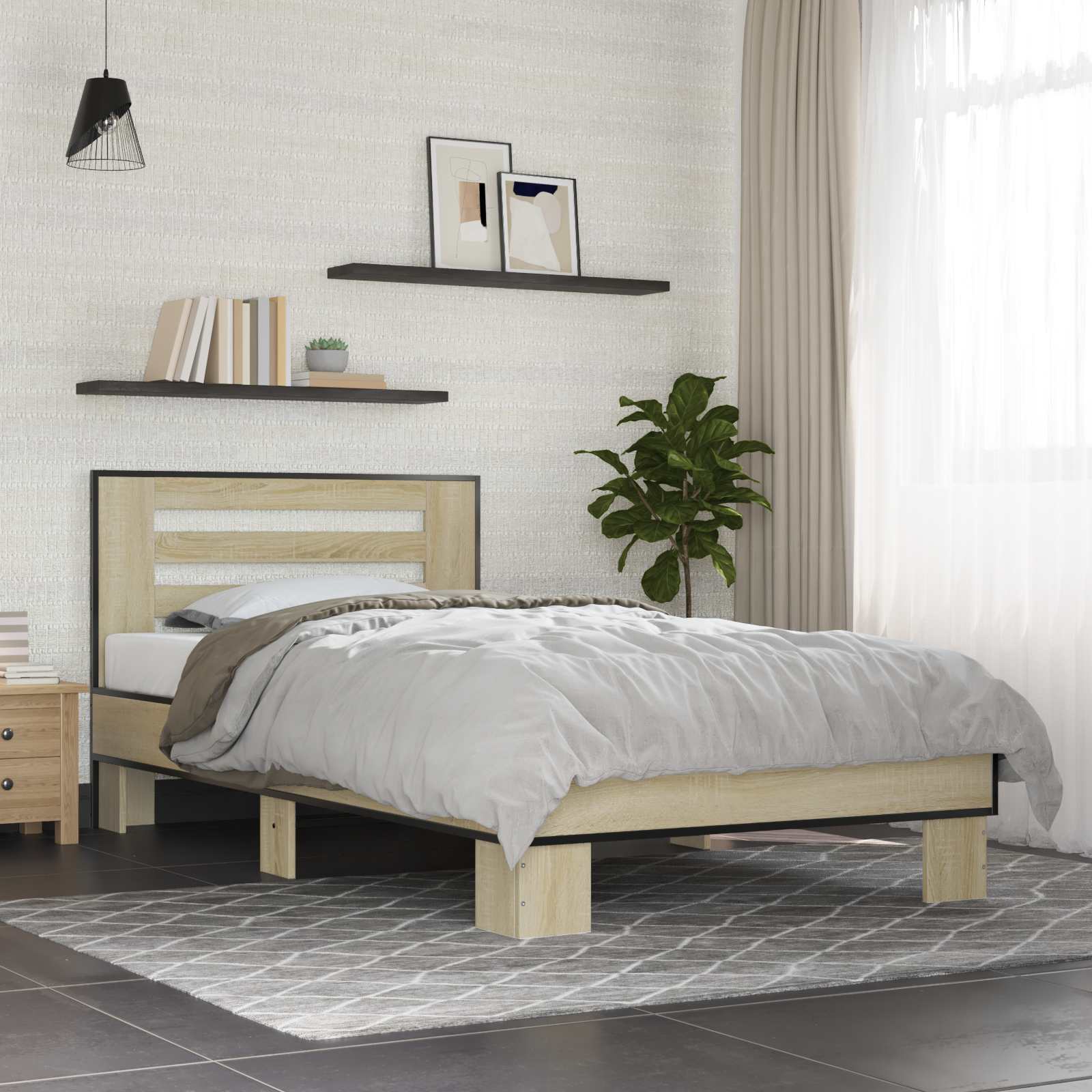 vidaXL Rama łóżka z wezgłowiem dąb Sonoma 80 x 200 cm