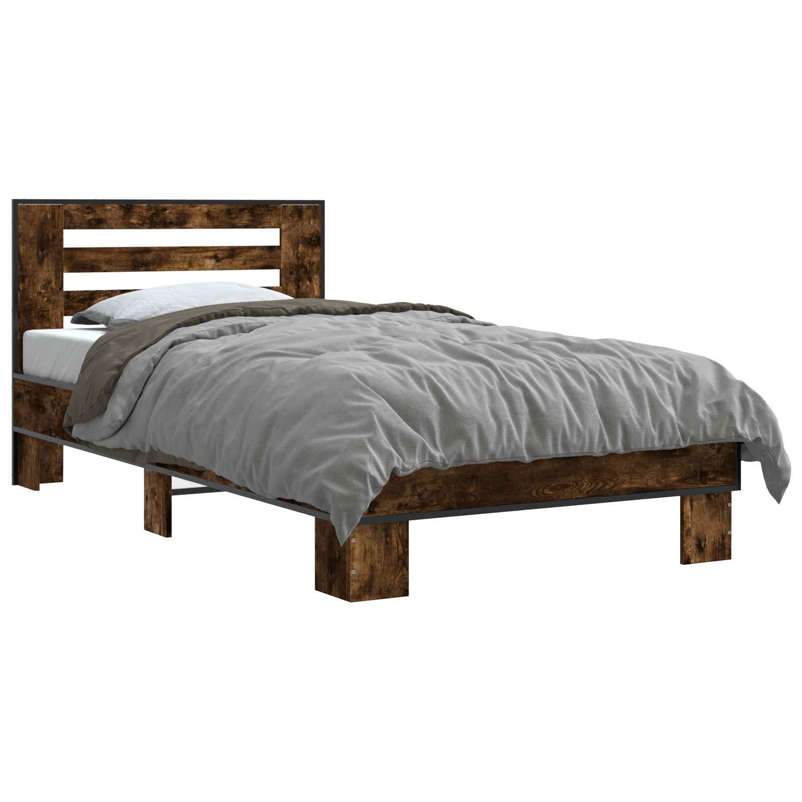 vidaXL Rama łóżka z wezgłowiem Dąb wędzony 80 x 200 cm