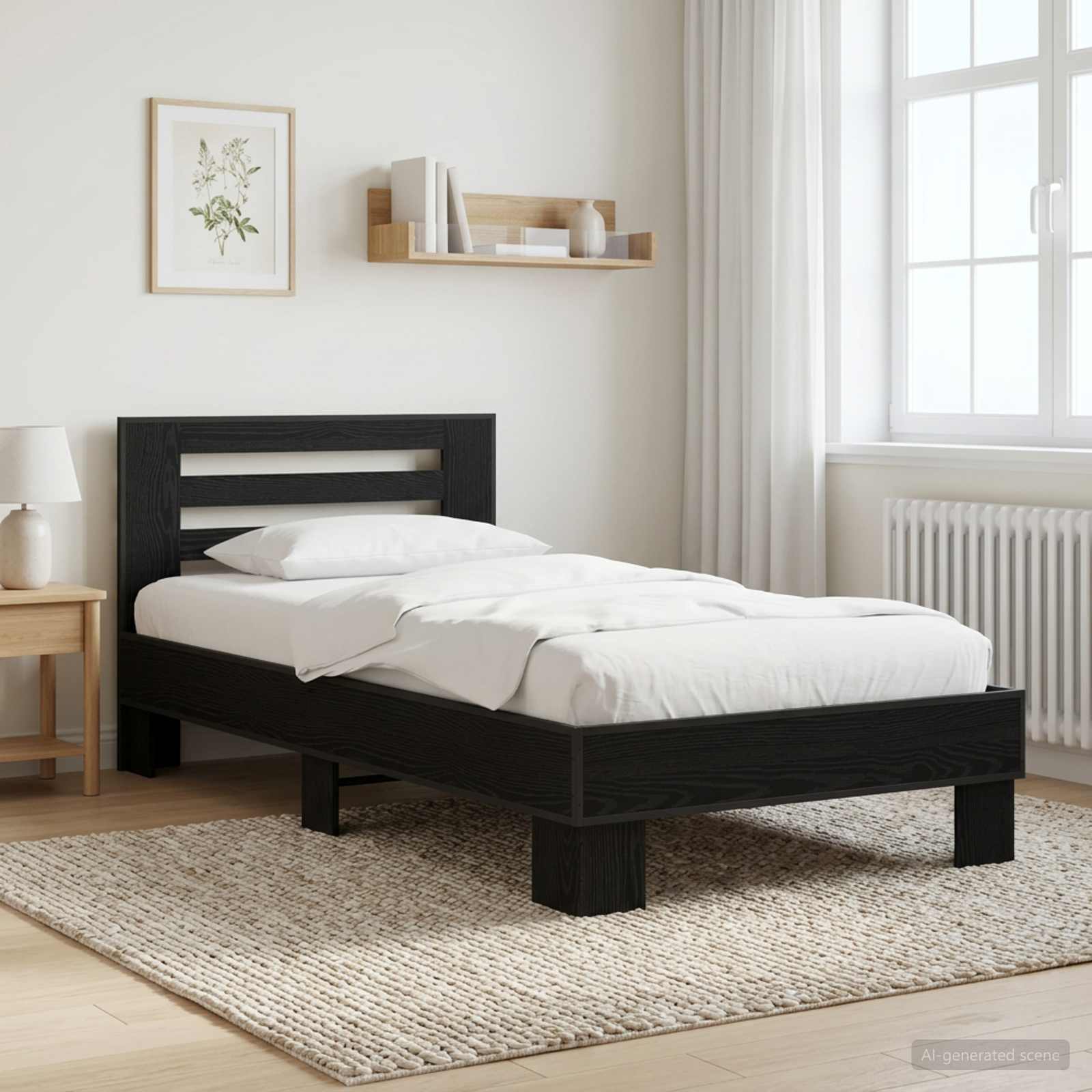 vidaXL Rama łóżka z wezgłowiem Czarny dąb 80 x 200 cm