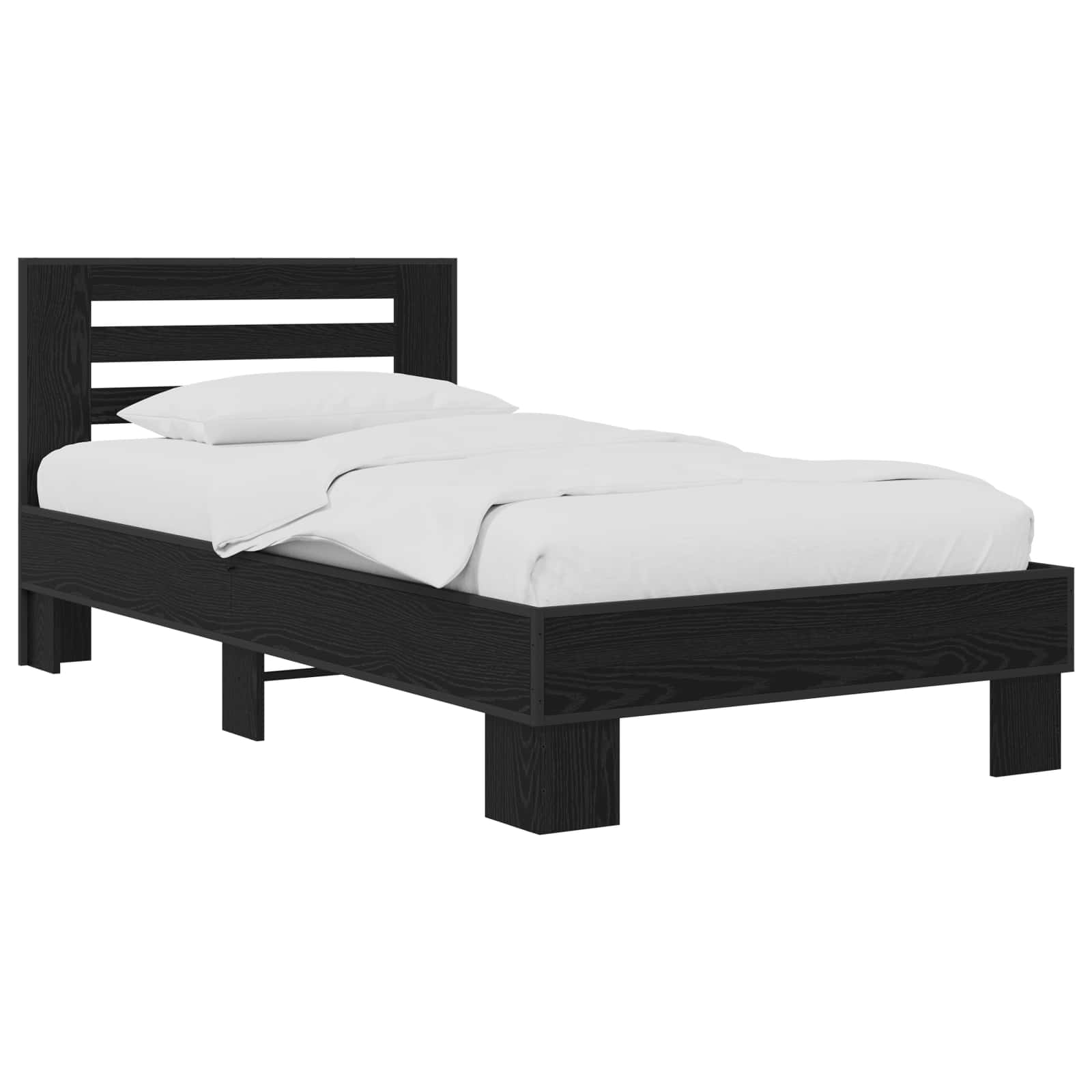 vidaXL Rama łóżka z wezgłowiem Czarny dąb 80 x 200 cm