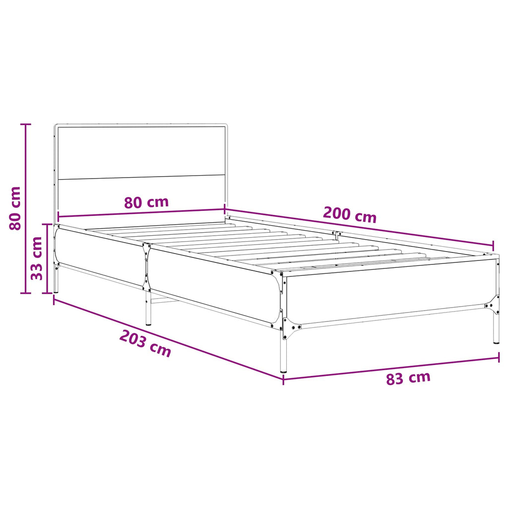 vidaXL Rama łóżka z wezgłowiem dąb Sonoma 80 x 200 cm