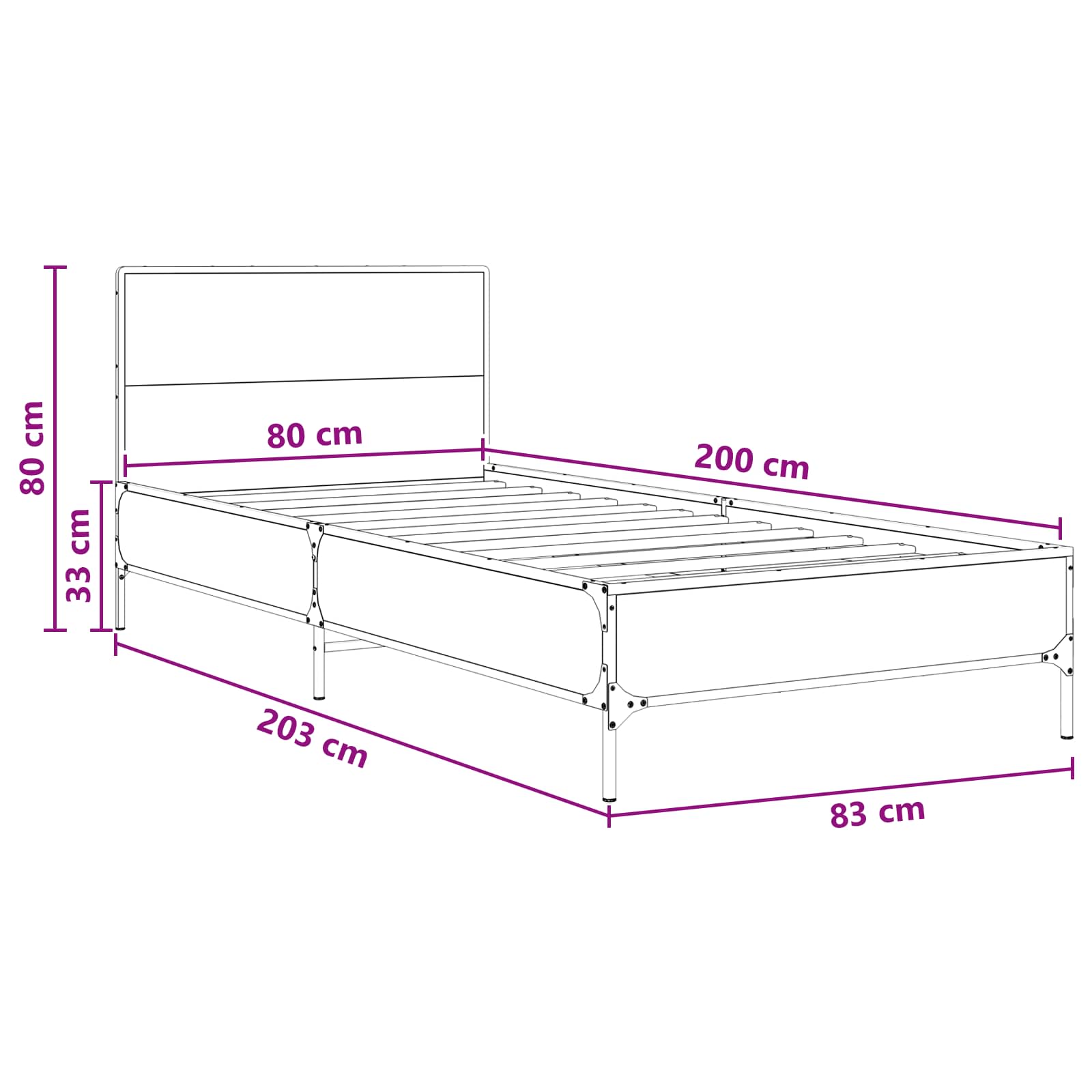 vidaXL Rama łóżka z wezgłowiem dąb Sonoma 80 x 200 cm