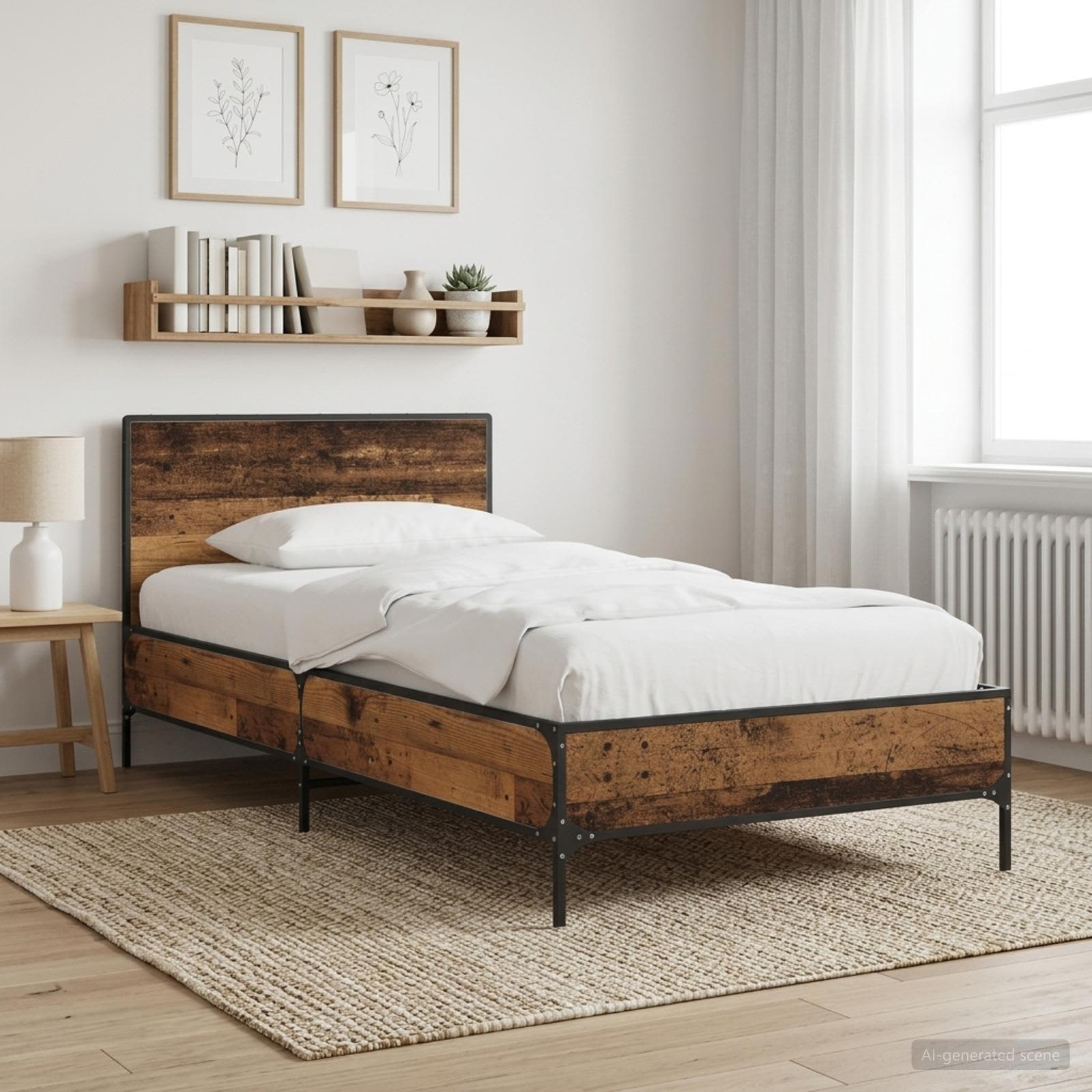 vidaXL Rama łóżka z wezgłowiem Stare drewno 80 x 200 cm