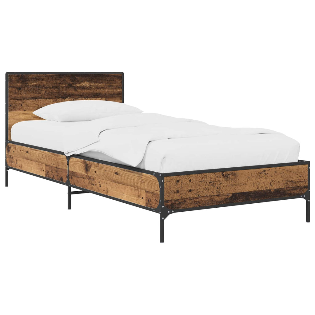 vidaXL Rama łóżka z wezgłowiem Stare drewno 80 x 200 cm