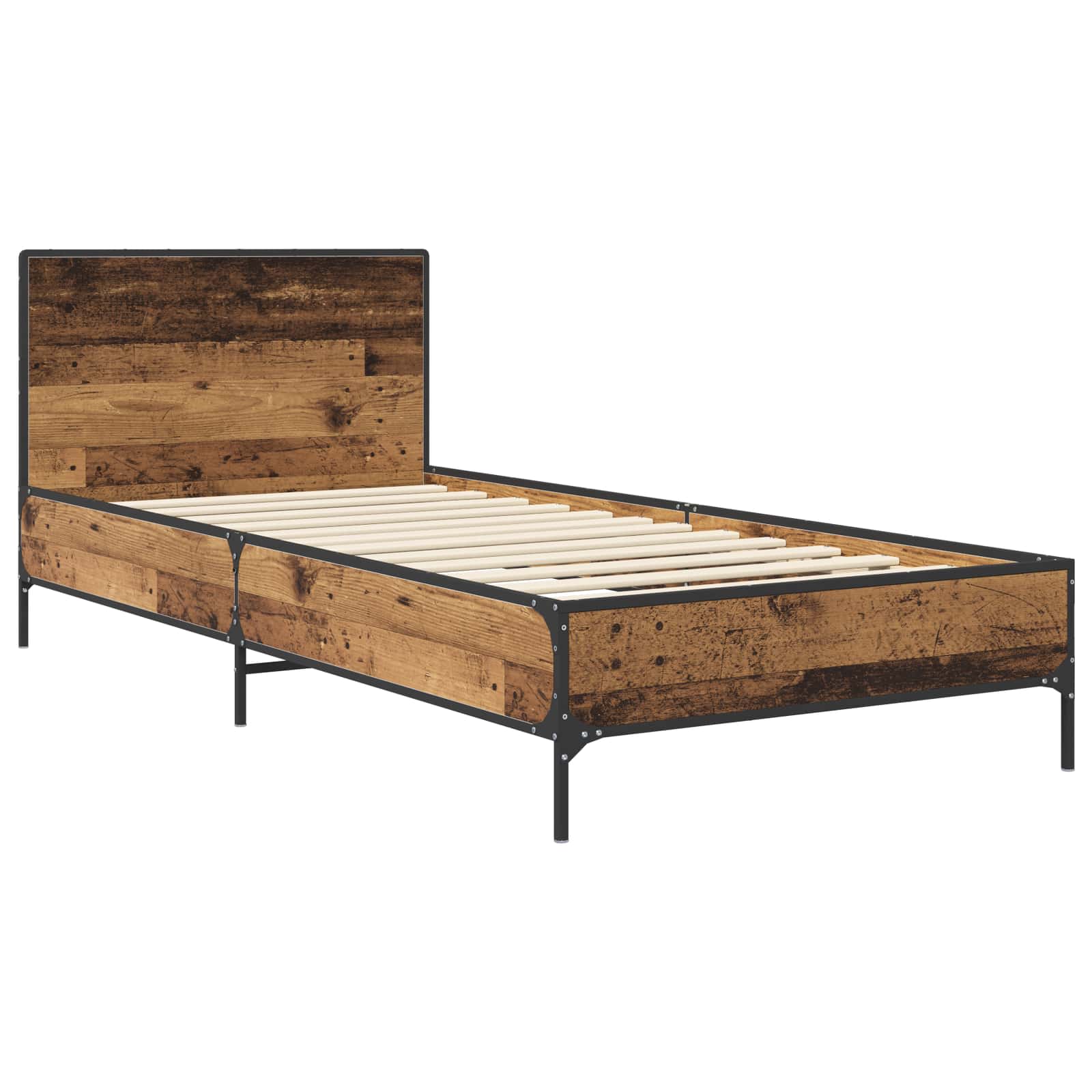 vidaXL Rama łóżka z wezgłowiem Stare drewno 80 x 200 cm