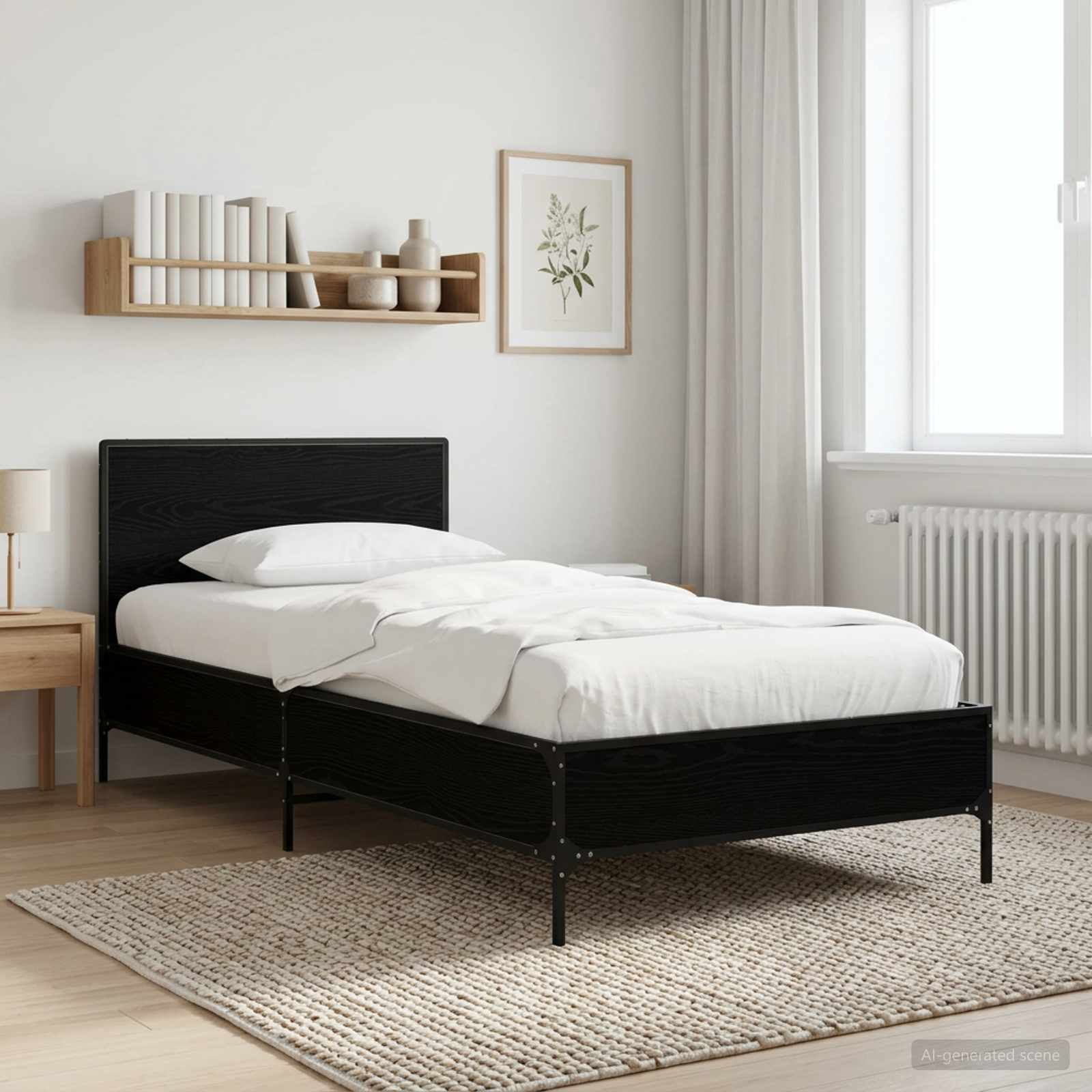 vidaXL Rama łóżka z wezgłowiem Czarny dąb 80 x 200 cm