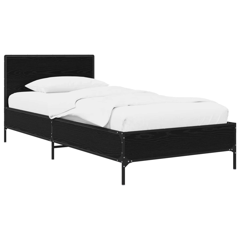 vidaXL Rama łóżka z wezgłowiem Czarny dąb 80 x 200 cm