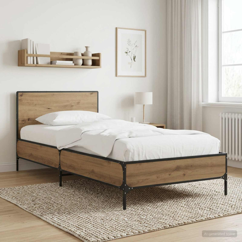 vidaXL Rama łóżka z wezgłowiem Dąb artisian 80 x 200 cm