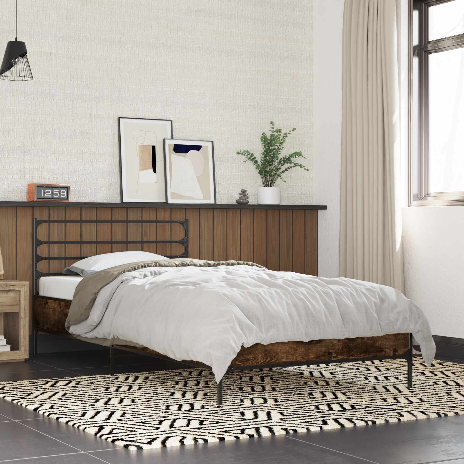 vidaXL Ramka łóżka Dąb wędzony 80 x 200 cm Drewno inżynieryjne