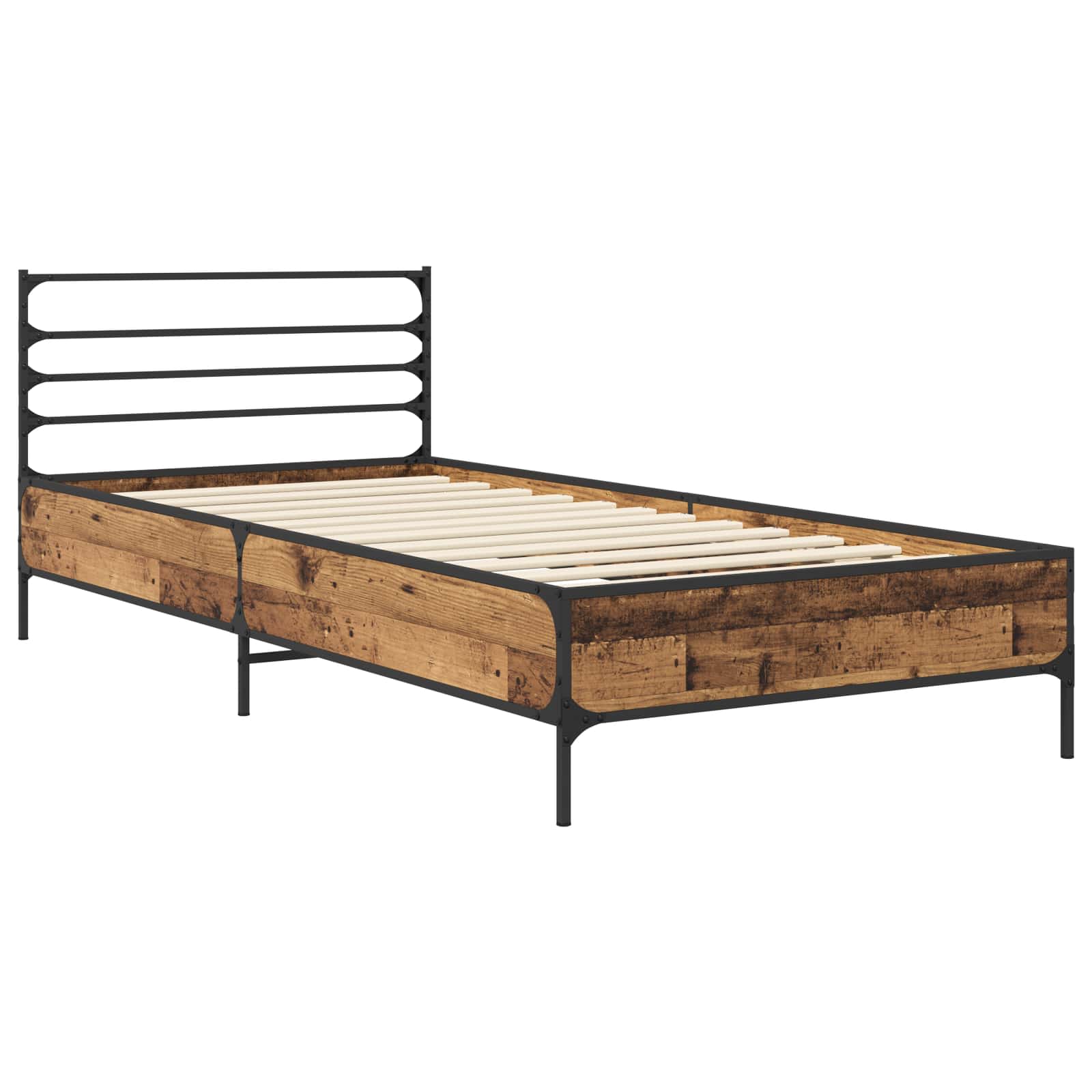 vidaXL Ramka łóżka Stare drewno 80 x 200 cm Drewno inżynieryjne