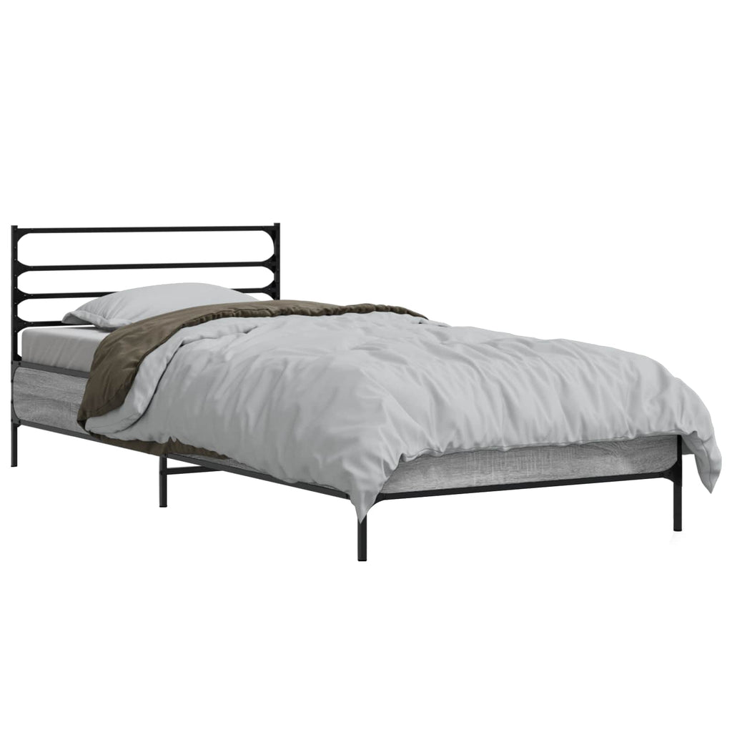 vidaXL Ramka łóżka Szary Sonoma 80 x 200 cm Drewno inżynieryjne