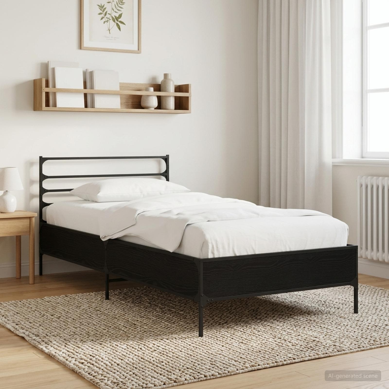 vidaXL Ramka łóżka Czarny dąb 80 x 200 cm Drewno inżynieryjne