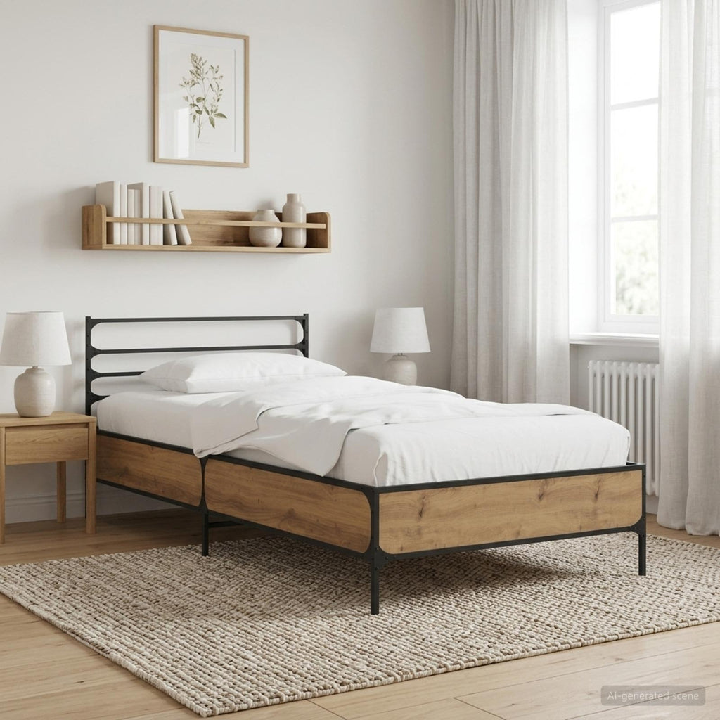 vidaXL Ramka łóżka Dąb artisian 80 x 200 cm Drewno inżynieryjne