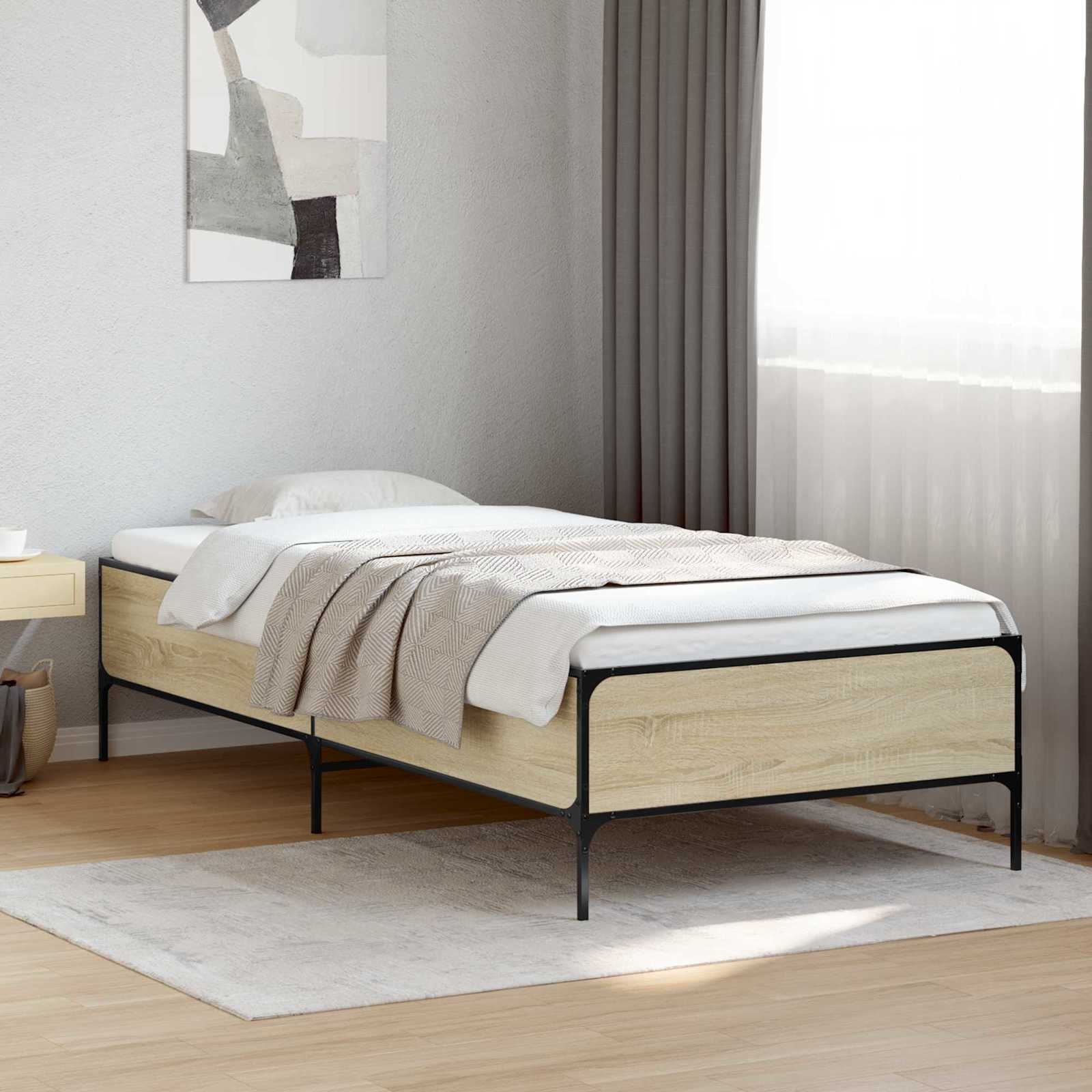 vidaXL Ramka łóżka dąb Sonoma 80 x 200 cm Drewno inżynieryjne
