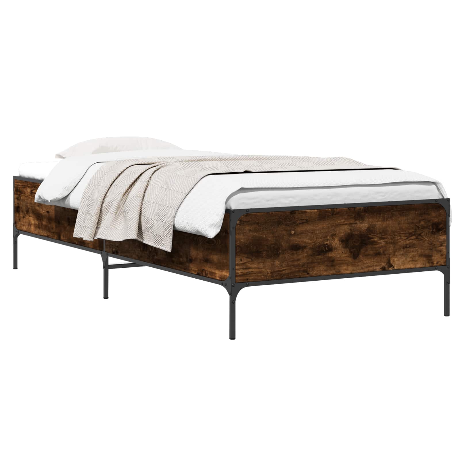 vidaXL Ramka łóżka Dąb dymny 80 x 200 cm Drewno inżynieryjne