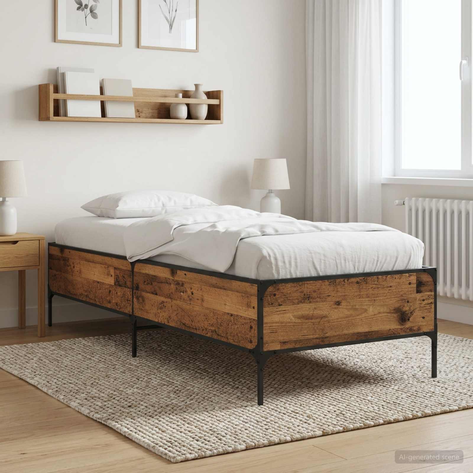 vidaXL Ramka łóżka Stare drewno 80 x 200 cm Drewno inżynieryjne