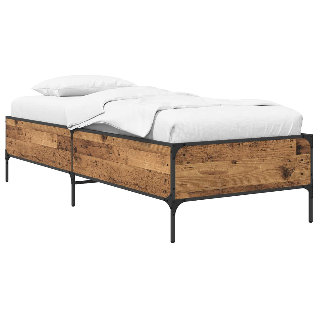 vidaXL Ramka łóżka Stare drewno 80 x 200 cm Drewno inżynieryjne